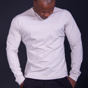 Mens Cream Long-Sleeve Active Shirt